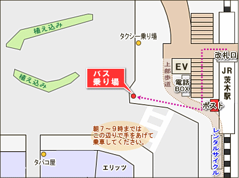 シャトルバス乗り場の案内図